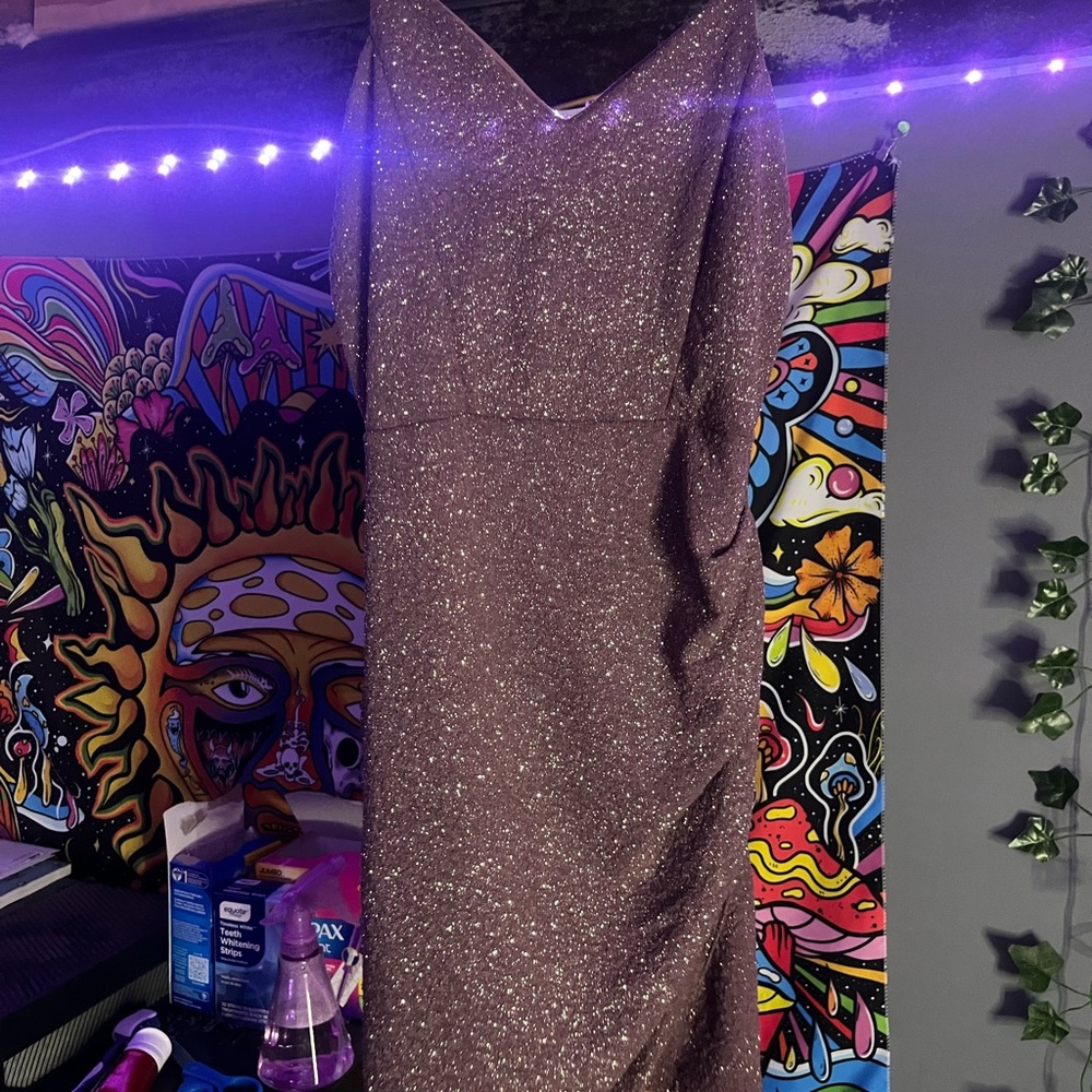 Glittering Brown/Pink Mini Dress